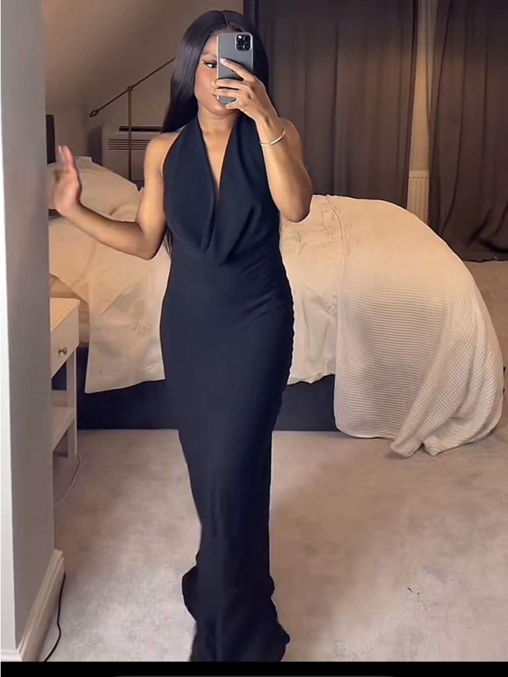 Zara Flowy Draped Midi Dress - Picture 1 of 15